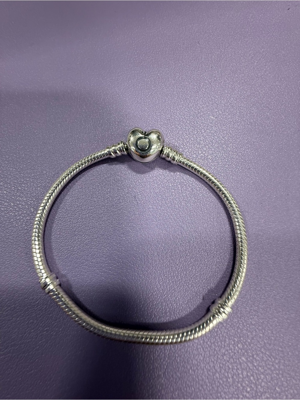 Pandora Silver Heart Clasp Snake Chain Bracelet